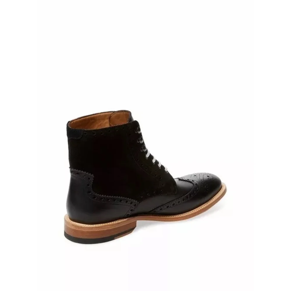 Rebel's Market Men's Modern Fiction Brogue Lace Up Boot in Black size 42